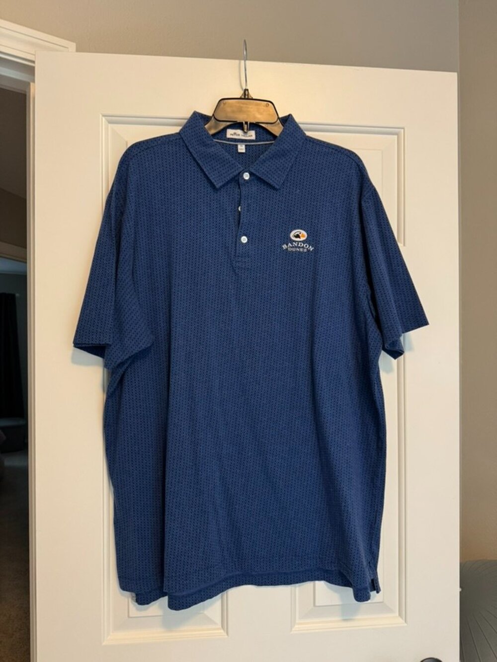 Peter Millar Crown Sport Blue Performance Golf Polo XL Bandon Dunes Logo